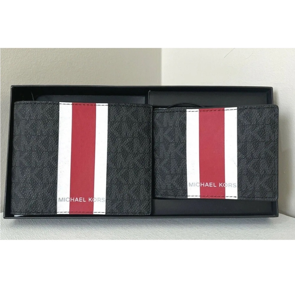 New Michael Kors 3-in-1 Wallet Set Black Multi with Gift box